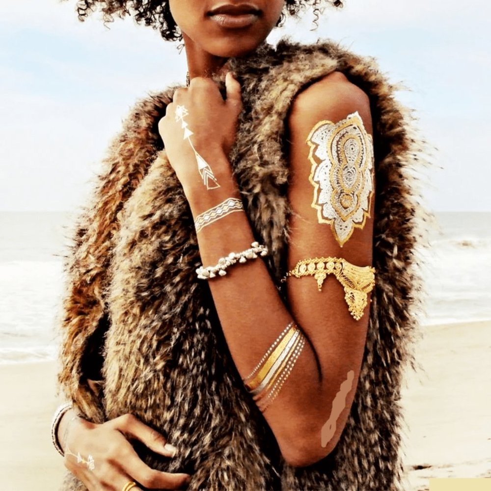 3 sheets Golden White Temporary Tattoo - Picture 9 of 15